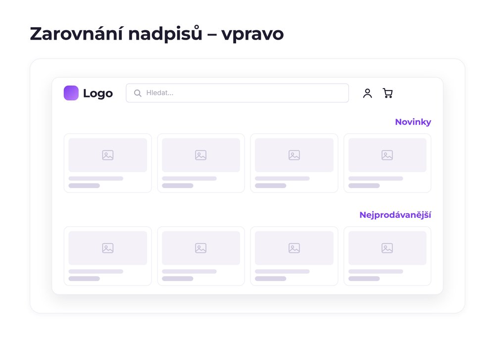 Zarovnání nadpisů – varianta vpravo