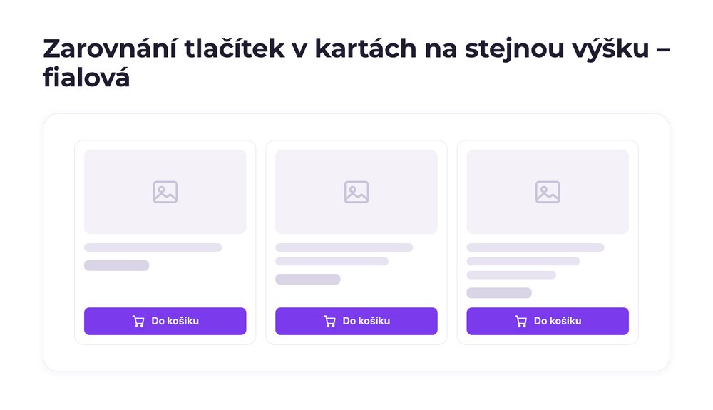 Zarovnání tlačítek v kartách na stejnou výšku – varianta fialová