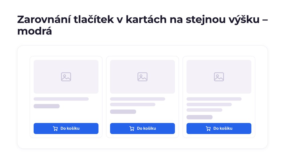 Zarovnání tlačítek v kartách na stejnou výšku – varianta modrá