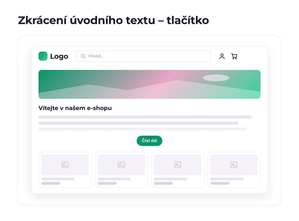 Zkrácení úvodního textu – varianta tlačítko