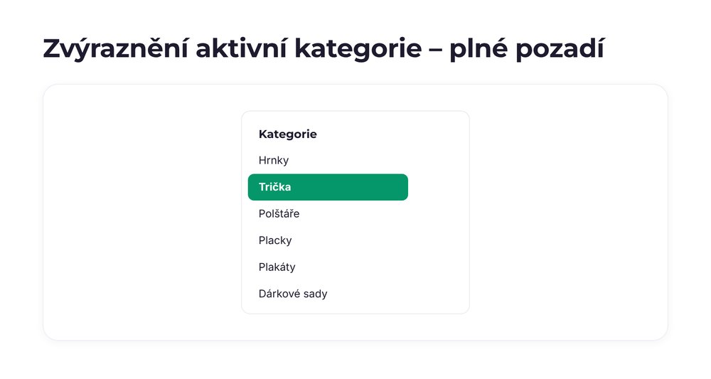 Zvýraznění aktivní kategorie – varianta plné pozadí