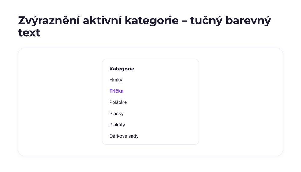 Zvýraznění aktivní kategorie – varianta tučný barevný text