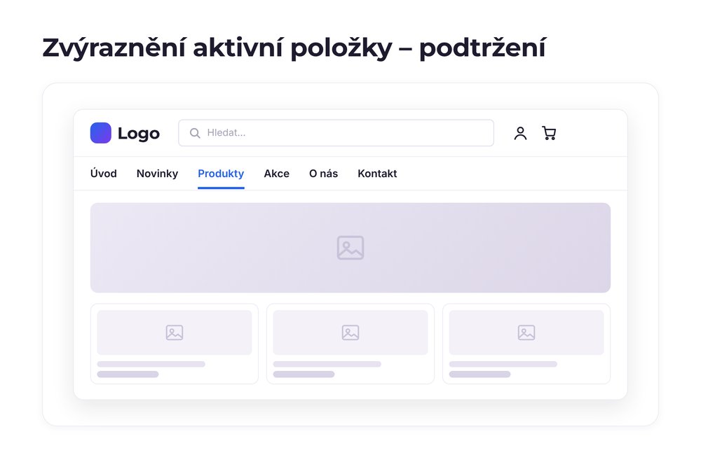 Zvýraznění aktivní položky – varianta podtržení