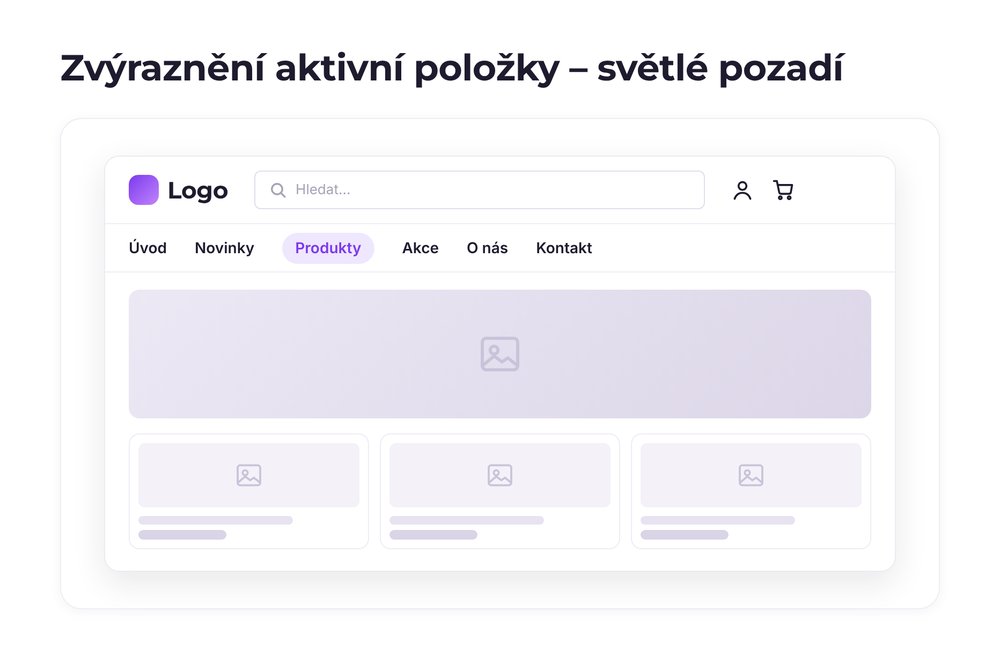 Zvýraznění aktivní položky – varianta světlé pozadí