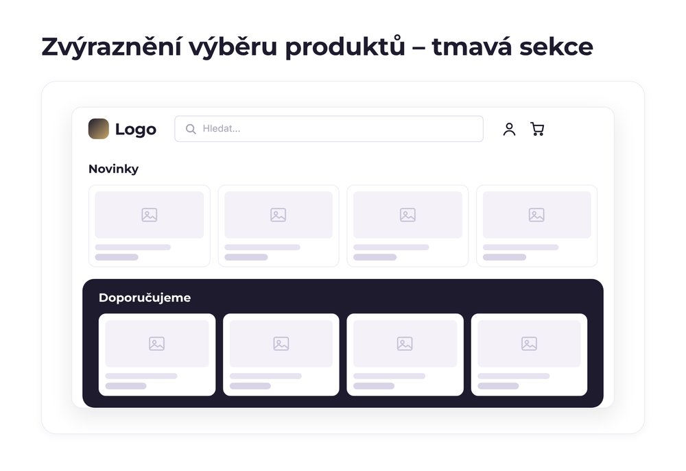 Zvýraznění výběru produktů – varianta tmavá sekce