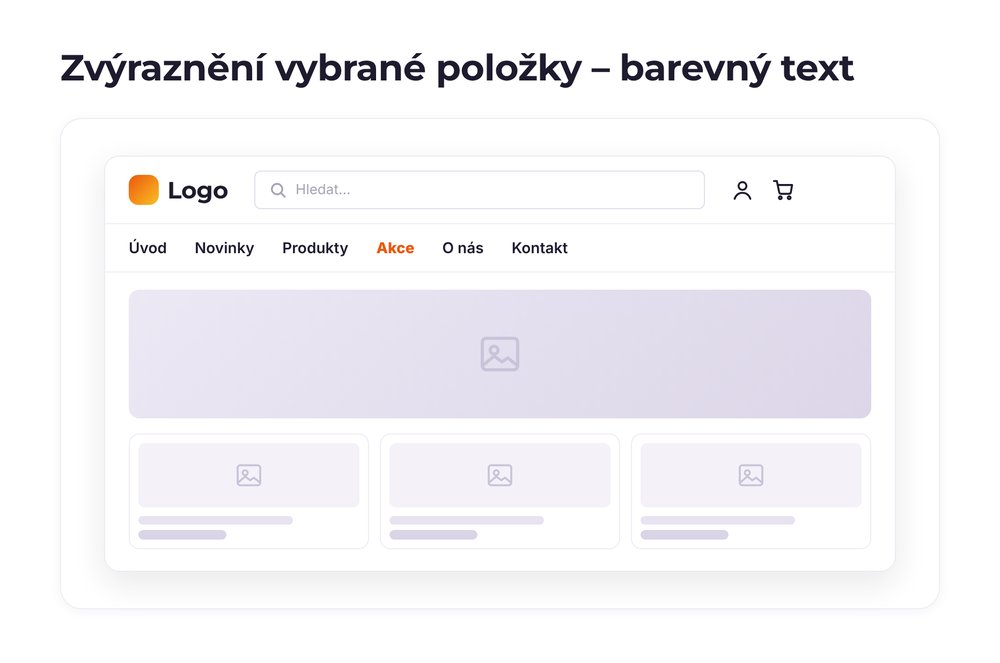 Zvýraznění vybrané položky – varianta barevný text