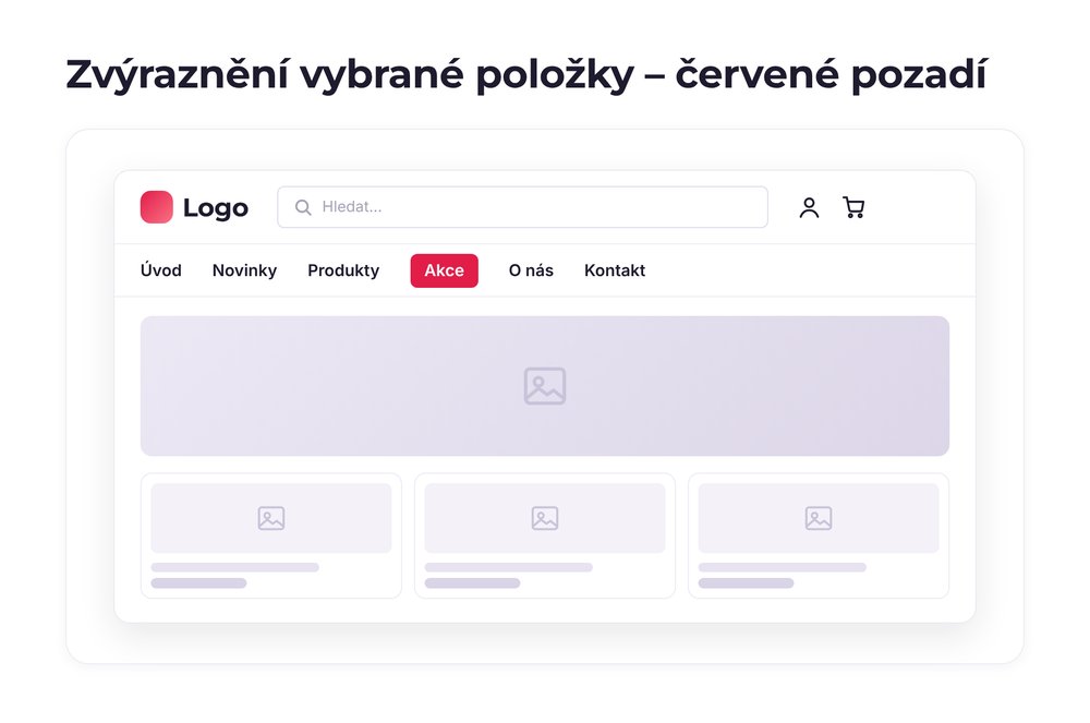 Zvýraznění vybrané položky – varianta červené pozadí