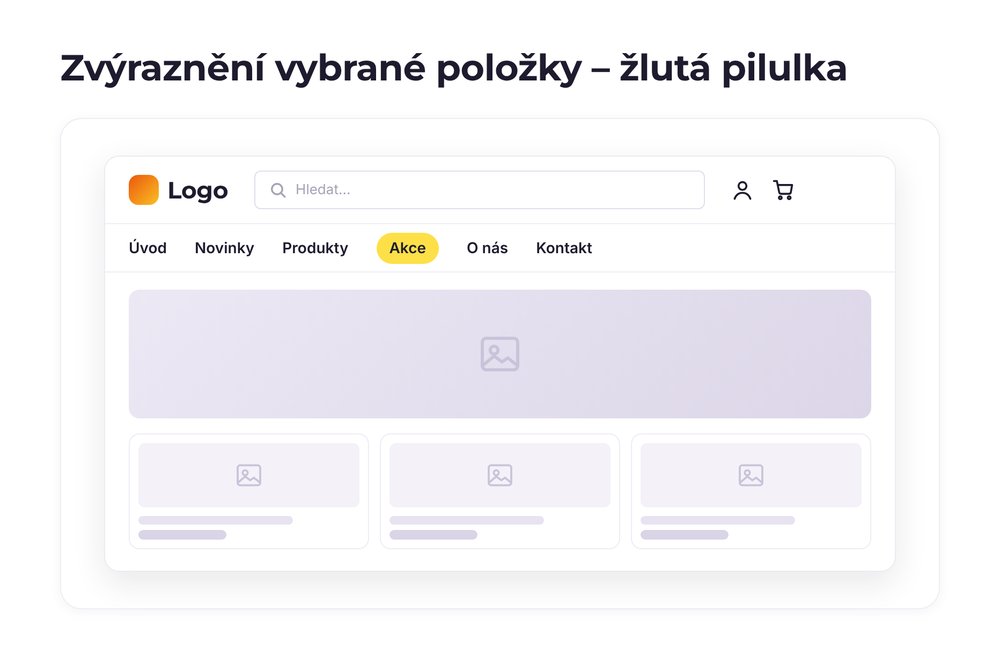 Zvýraznění vybrané položky – varianta žlutá pilulka